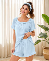 Ruffle Bow 2-Piece Pajama Set
