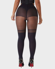 Schoolgirl Stripe Faux Thigh-High Pantyhose