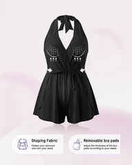 SculptSkin™ AirLift Halter V-Neck Swim Romper