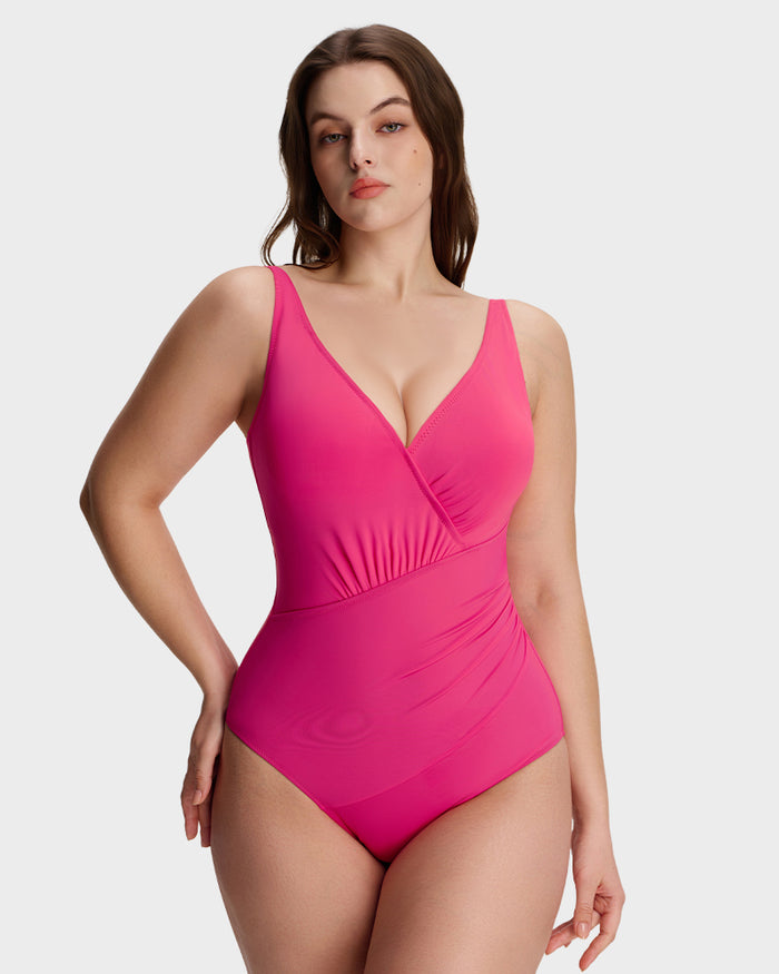 Sculpt Ease Ruched V-Neck One-Piece Swimsuit