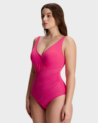 Sculpt Ease Ruched V-Neck One-Piece Swimsuit