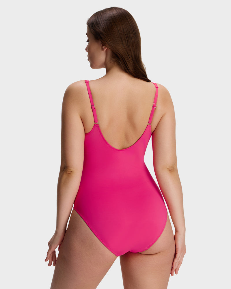 Sculpt Ease Ruched V-Neck One-Piece Swimsuit