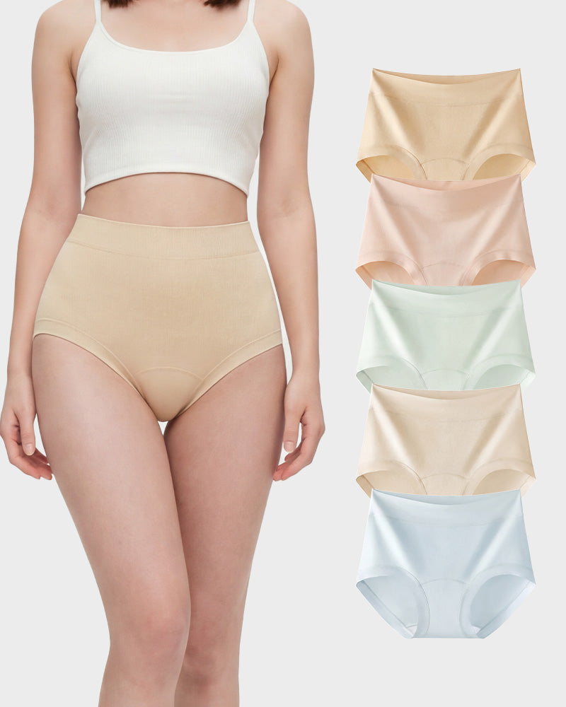 Seamless High-Waist Full Coverage Cotton Panty（5 pack）