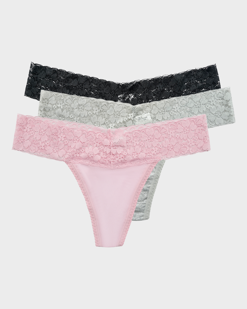 Seamless Low Rise Lace Thong Panties