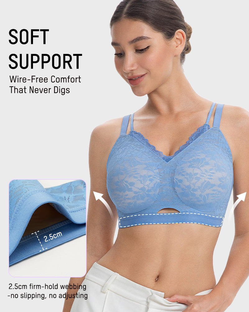 Seamless Lace Push-Up Bra with Side Smoothing & Lift Support