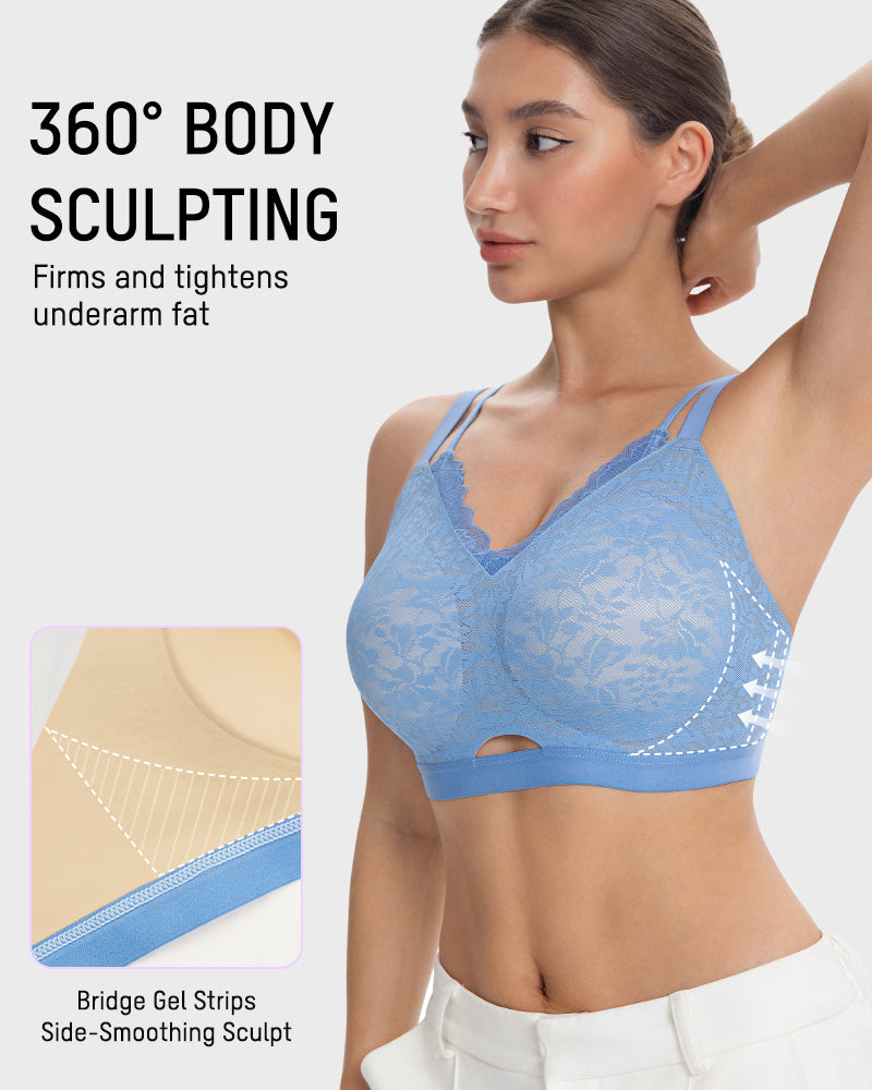 Seamless Lace Push-Up Bra with Side Smoothing & Lift Support
