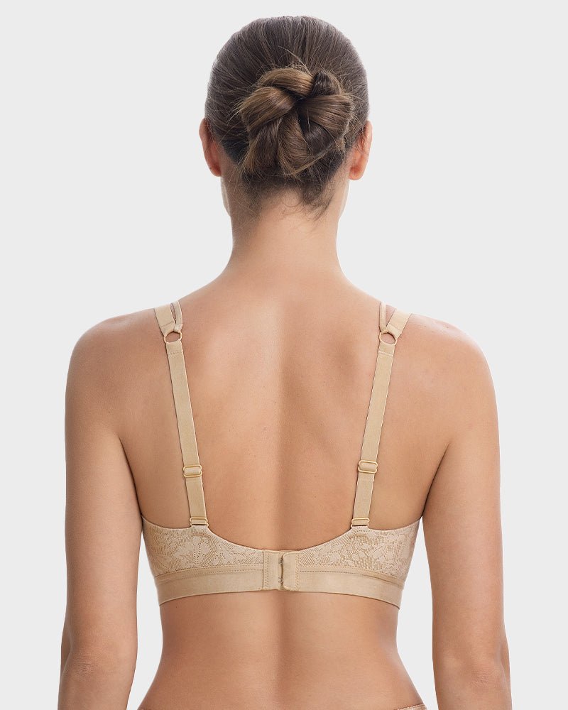 Seamless Lace Push-Up Bra with Side Smoothing & Lift Support
