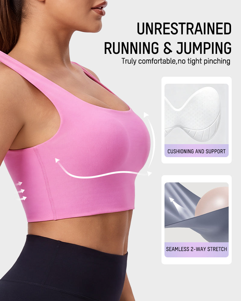 Seamless Square-Neck Longline Sports Bra with Y-Back