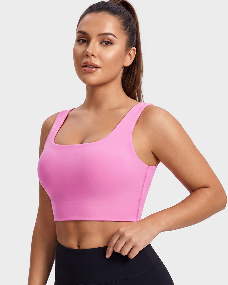 Seamless Square-Neck Longline Sports Bra with Y-Back