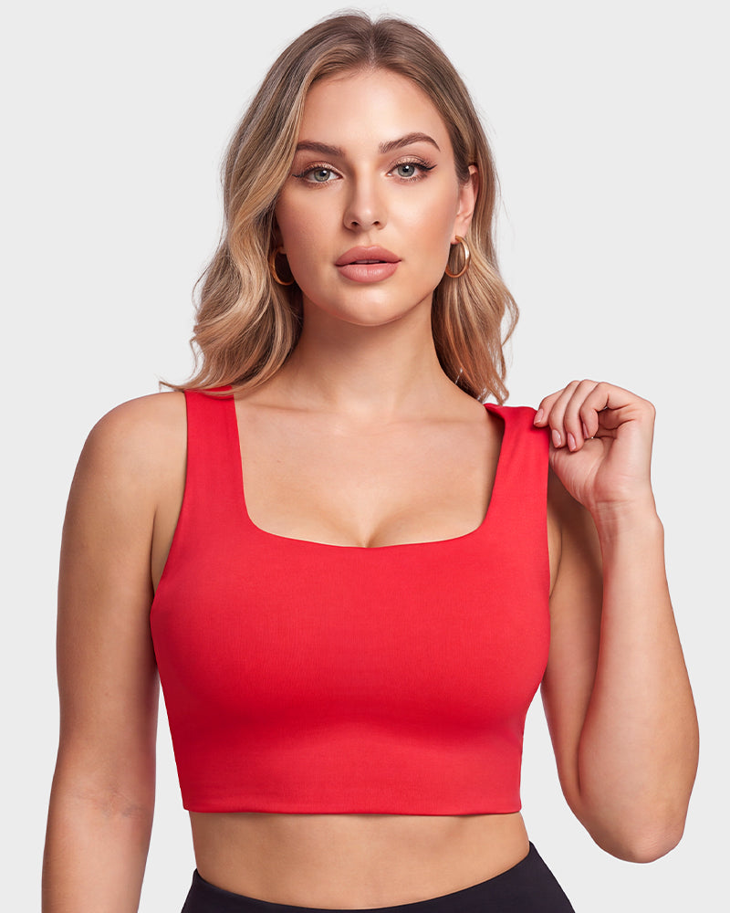 Seamless Square-Neck Longline Sports Bra with Y-Back