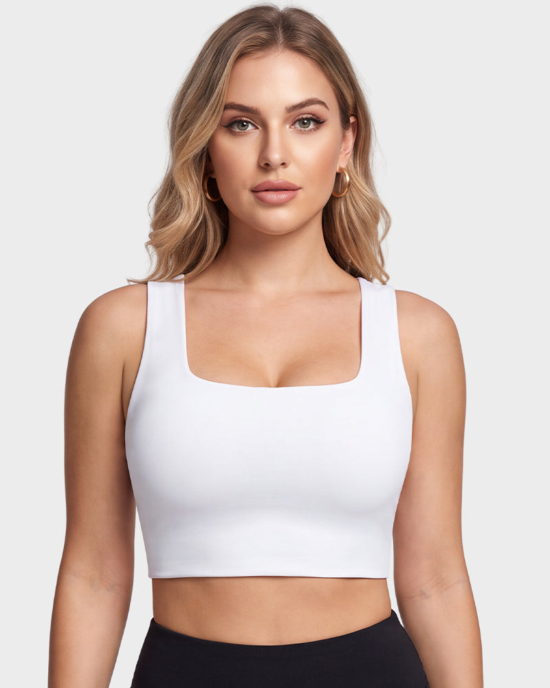 Seamless Square-Neck Longline Sports Bra with Y-Back