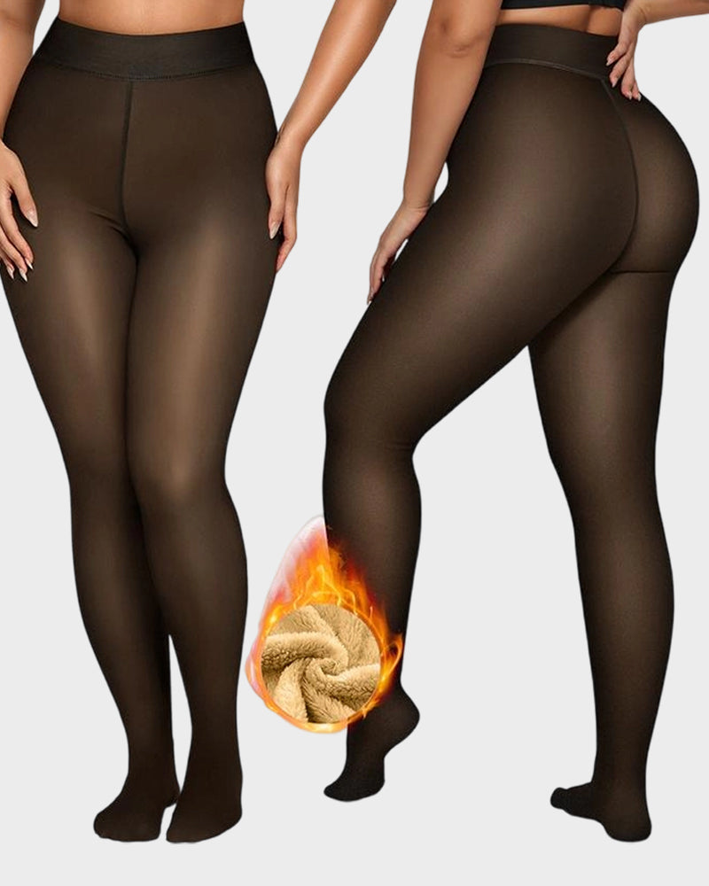 Semi Transparent Single Seam Fleece Lined Tights