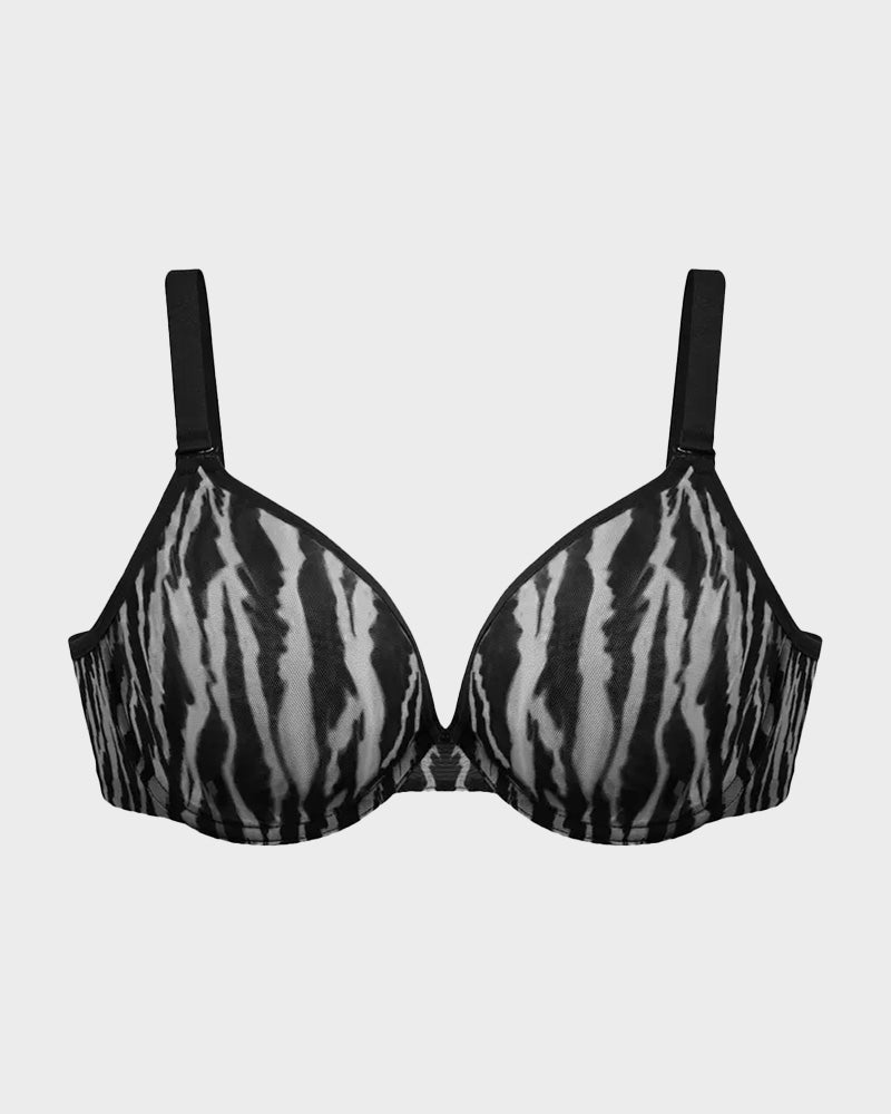 Sheer Zebra Mesh Unlined Underwire Bra