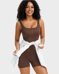 Snap Button Shaping Shorts Bodysuit
