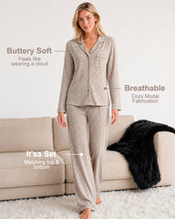 Soft Long-Sleeve Button-Front Pajama Set
