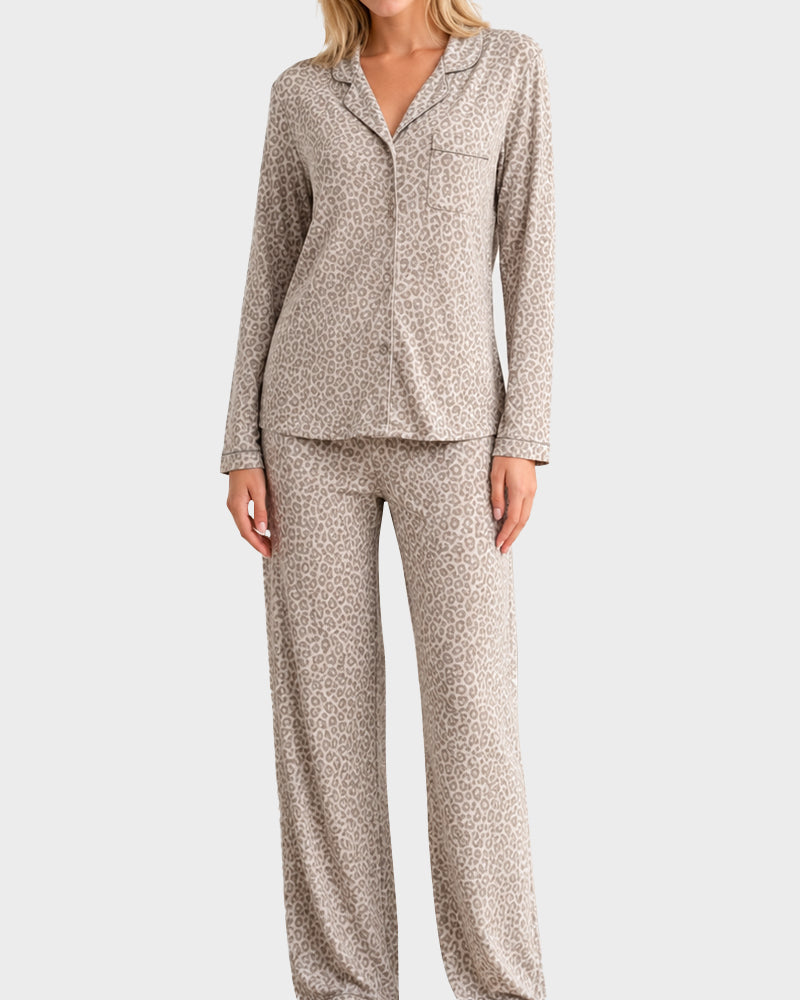 Soft Long-Sleeve Button-Front Pajama Set