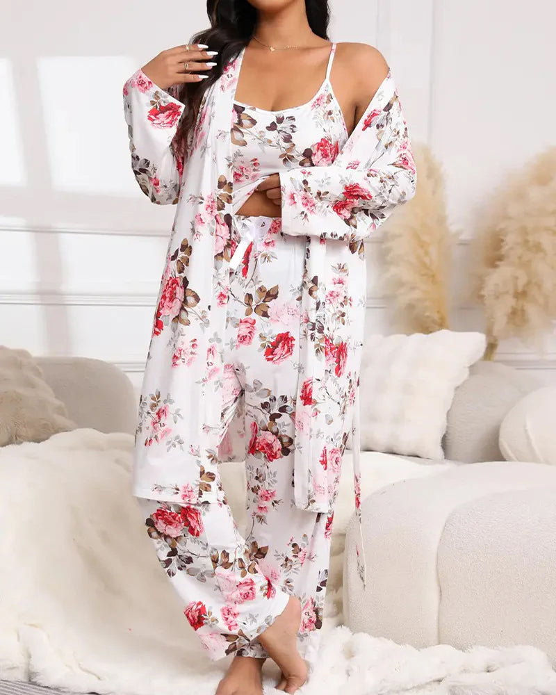 Soft & Silky 3-Piece Floral Pajama Set