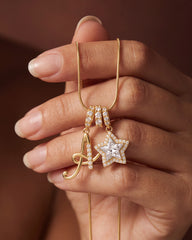 Sparkling Initial & Star Charm Necklace