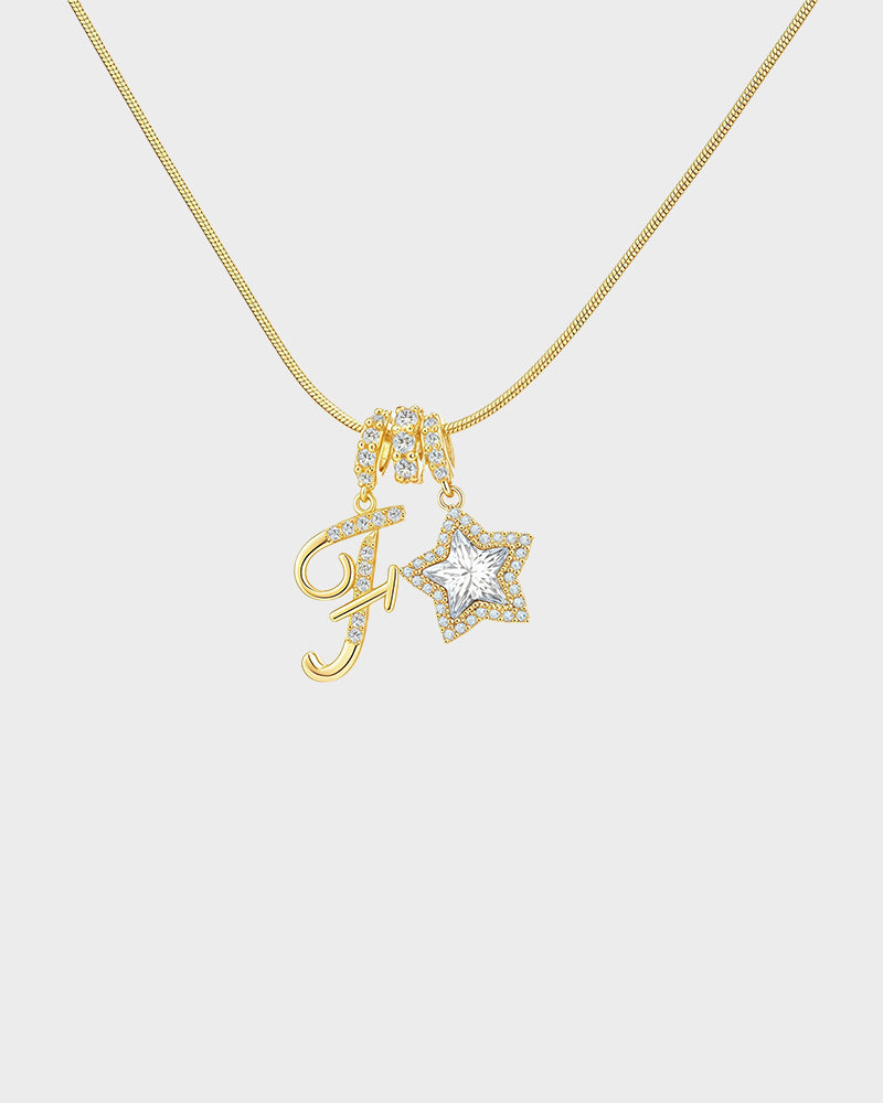 Sparkling Initial & Star Charm Necklace