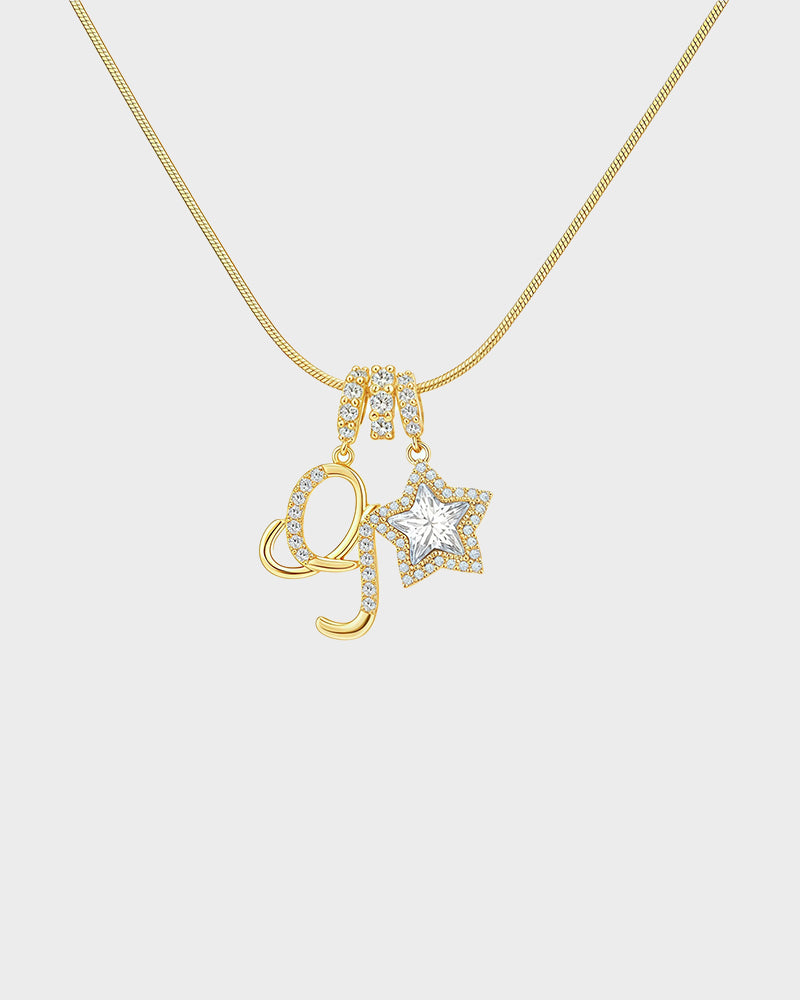 Sparkling Initial & Star Charm Necklace