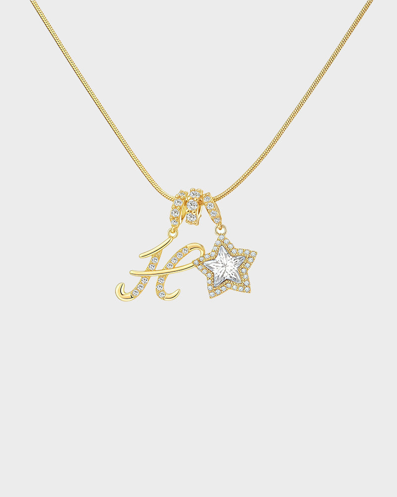 Sparkling Initial & Star Charm Necklace
