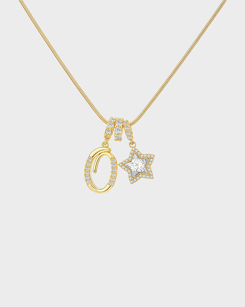 Sparkling Initial & Star Charm Necklace