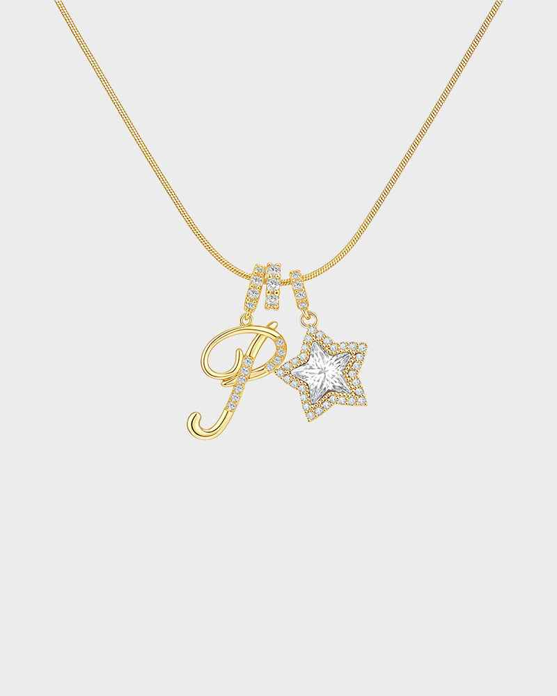 Sparkling Initial & Star Charm Necklace