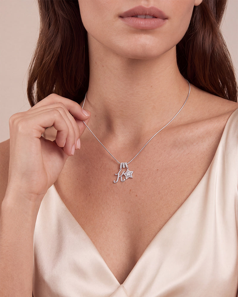 Sparkling Initial & Star Charm Necklace