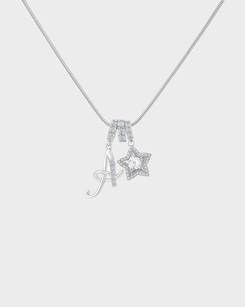 Sparkling Initial & Star Charm Necklace