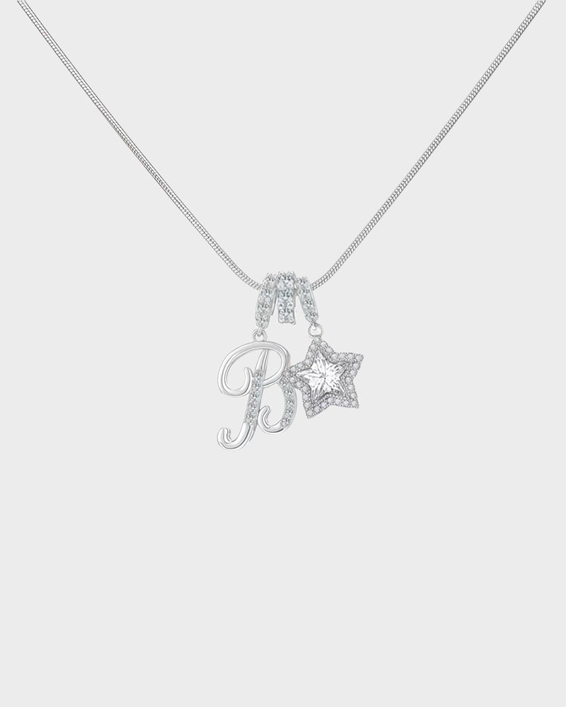 Sparkling Initial & Star Charm Necklace