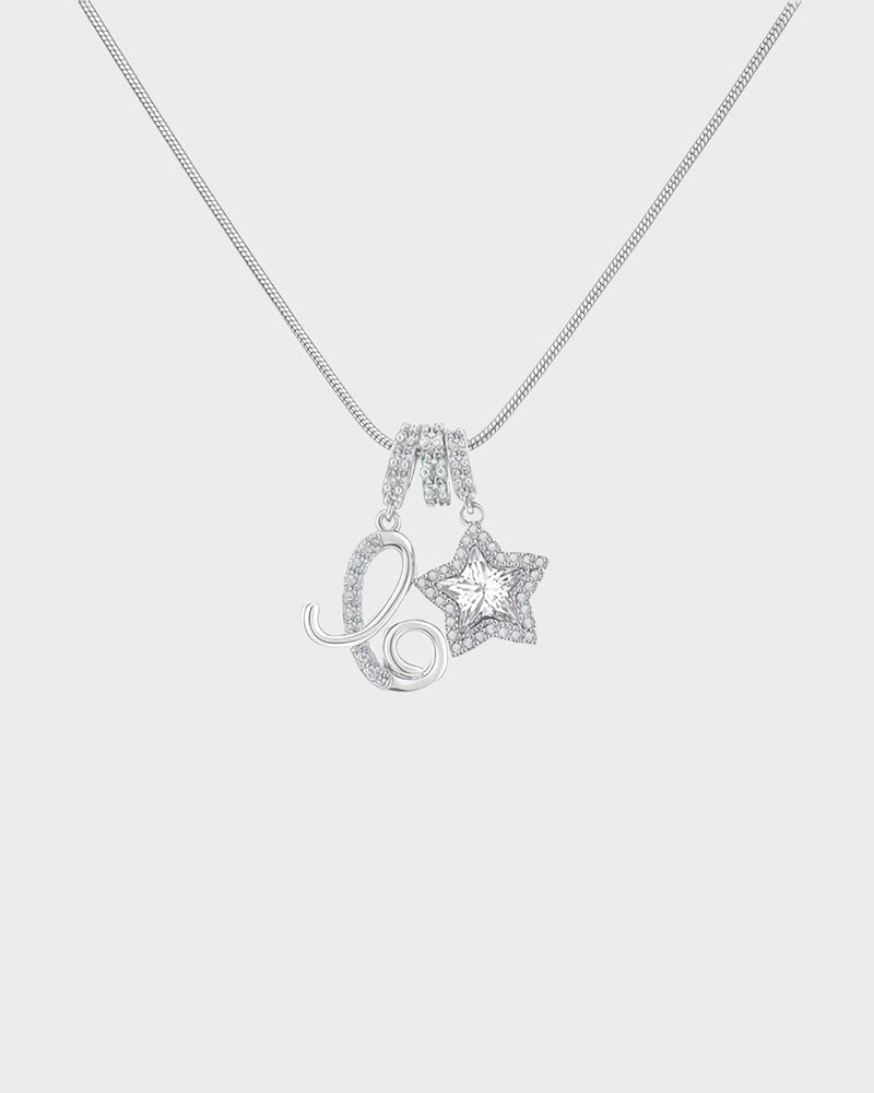 Sparkling Initial & Star Charm Necklace