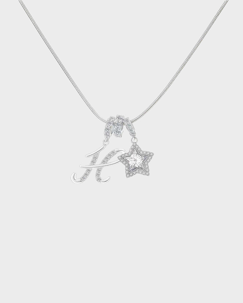 Sparkling Initial & Star Charm Necklace