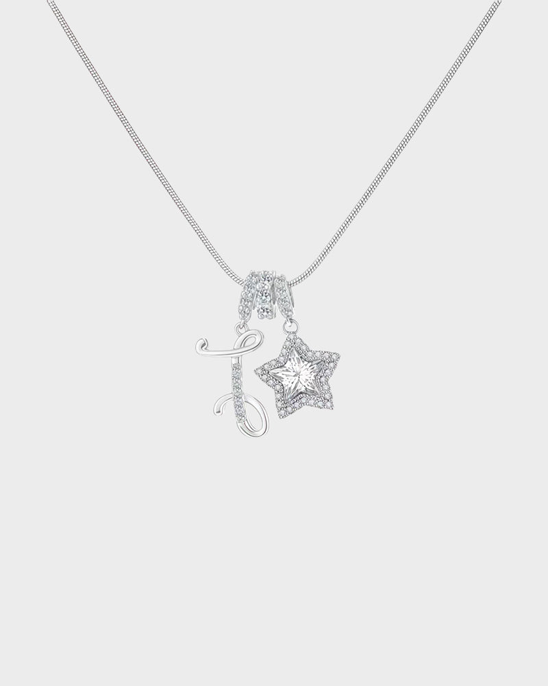 Sparkling Initial & Star Charm Necklace