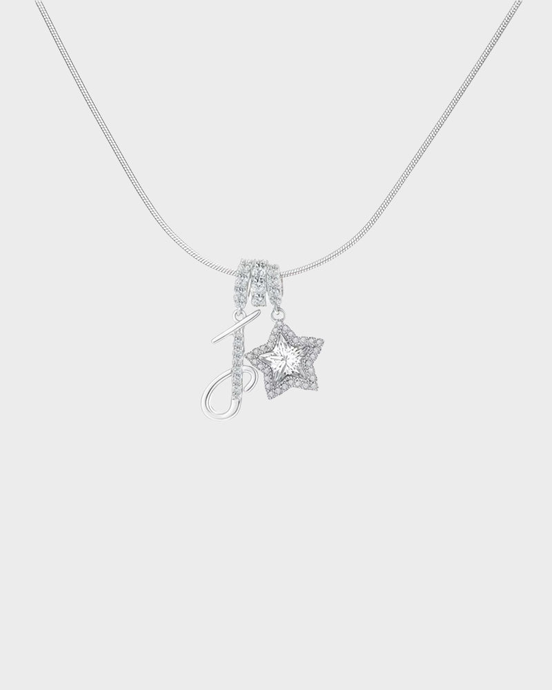 Sparkling Initial & Star Charm Necklace