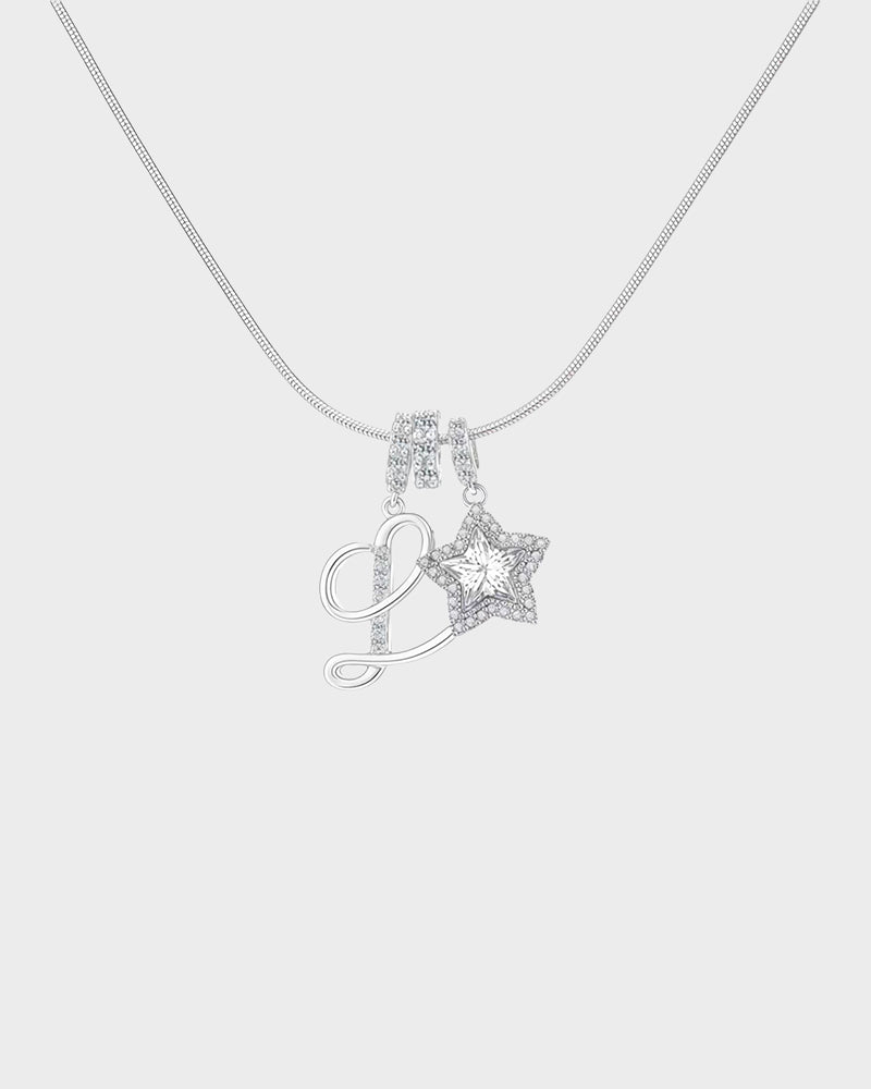 Sparkling Initial & Star Charm Necklace
