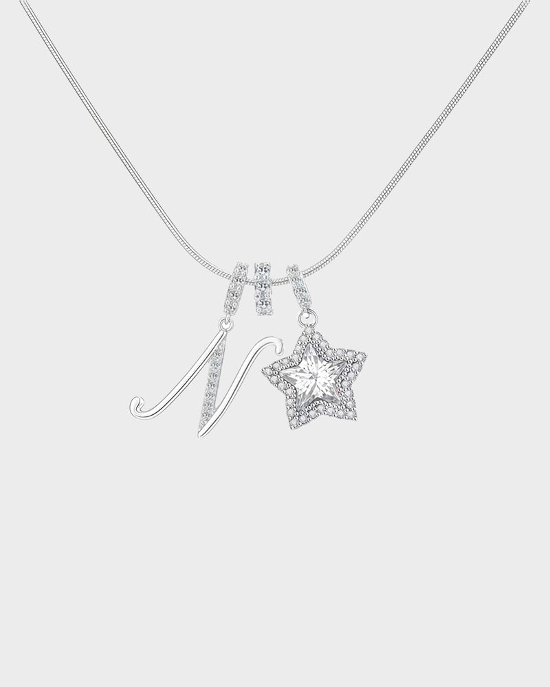 Sparkling Initial & Star Charm Necklace
