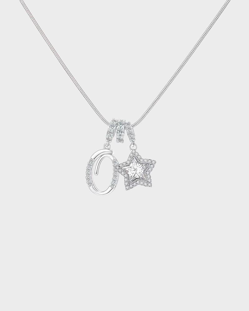 Sparkling Initial & Star Charm Necklace