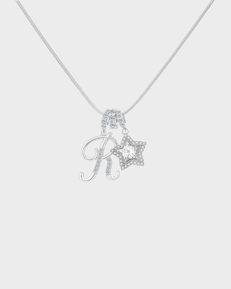 Sparkling Initial & Star Charm Necklace