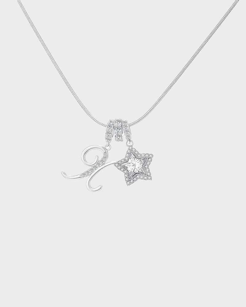 Sparkling Initial & Star Charm Necklace
