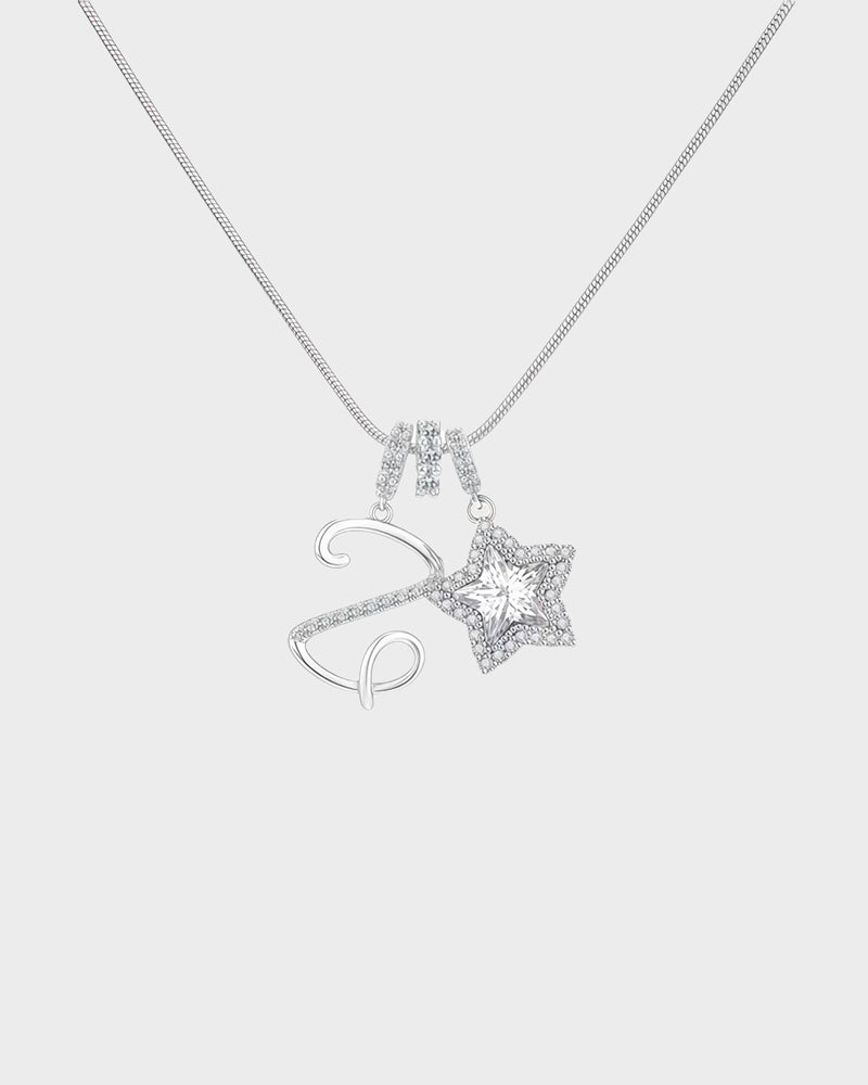 Sparkling Initial & Star Charm Necklace