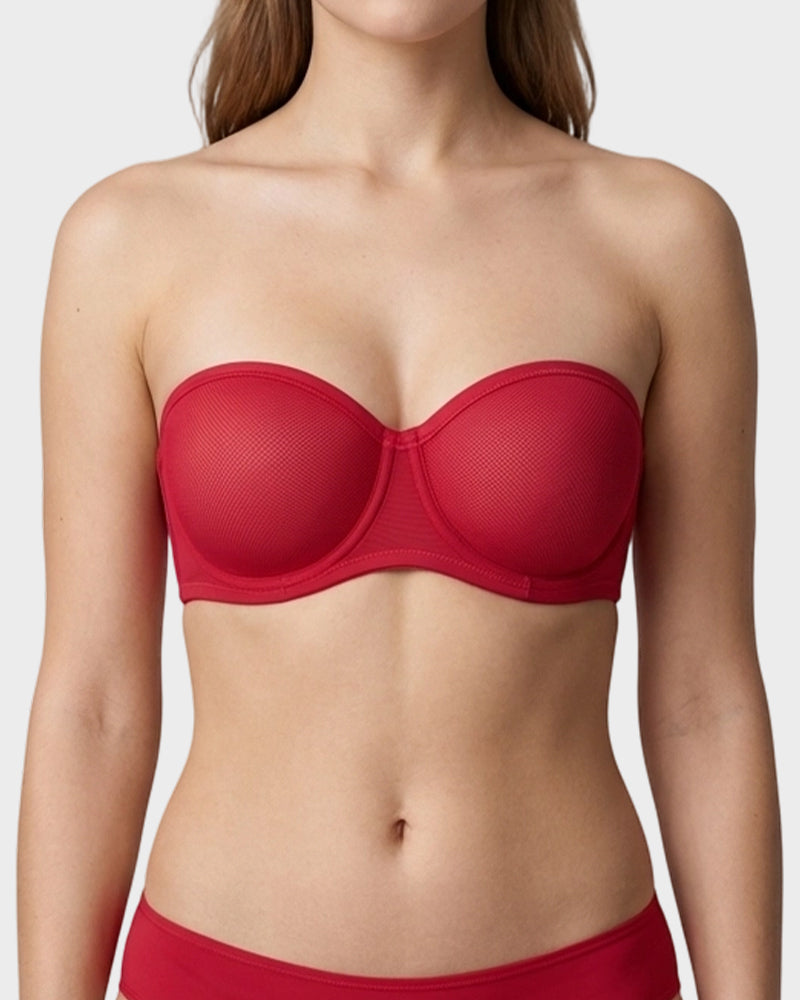 Strapless Mesh Underwire Balconette Bra