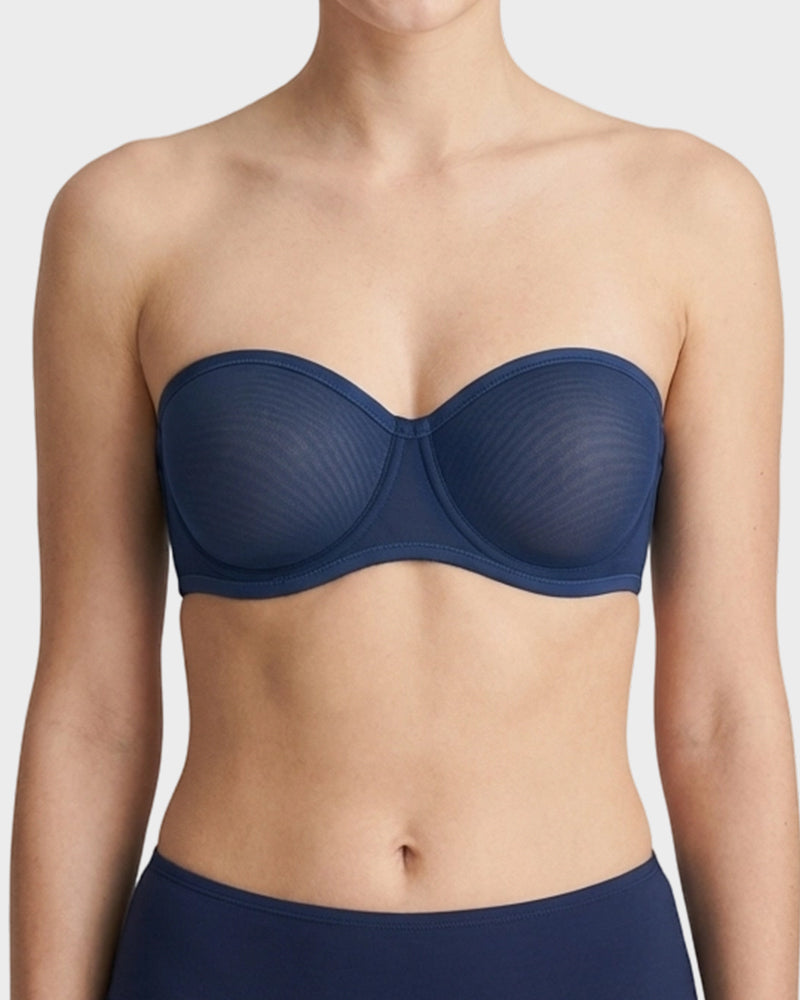 Strapless Mesh Underwire Balconette Bra