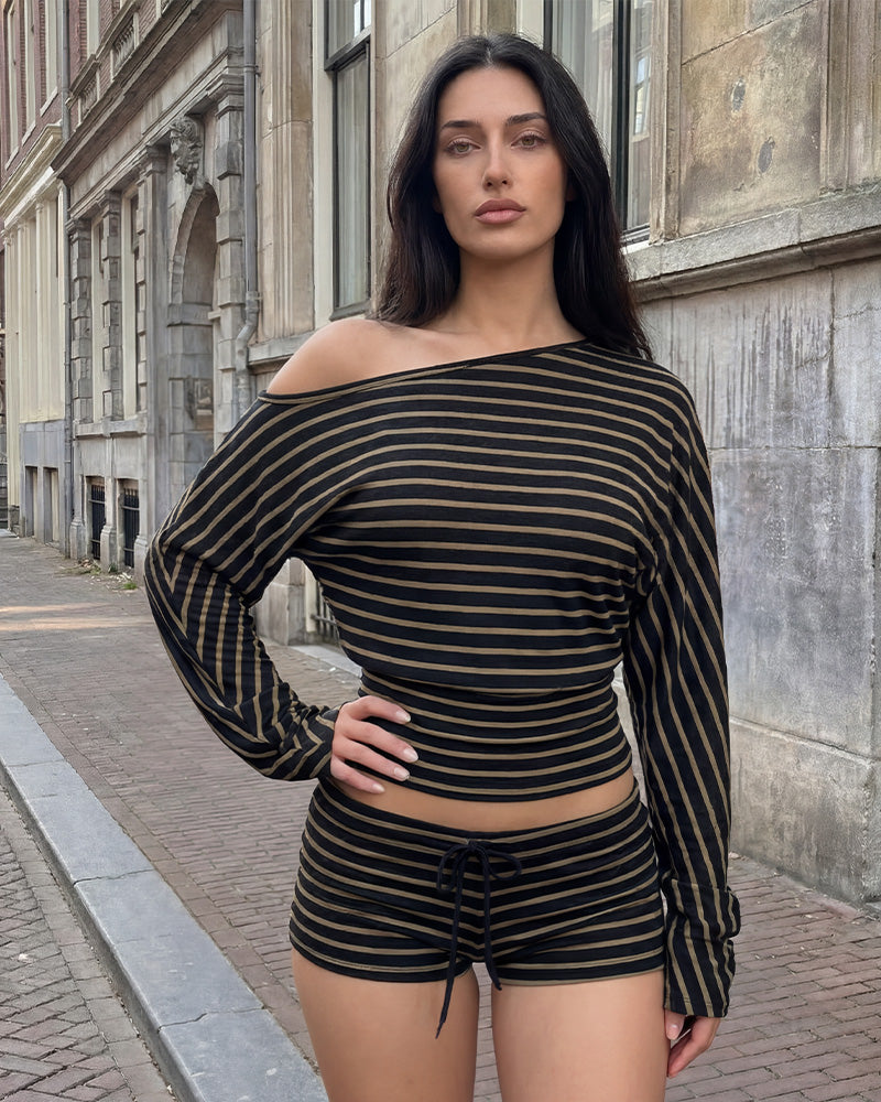 Stripe Batwing Loungewear Set