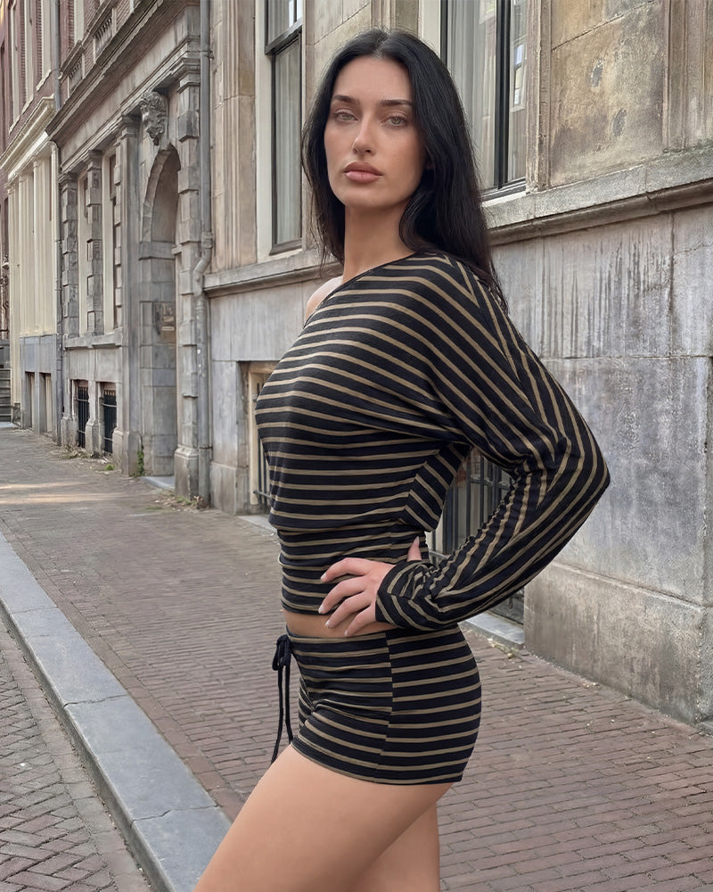 Stripe Batwing Loungewear Set