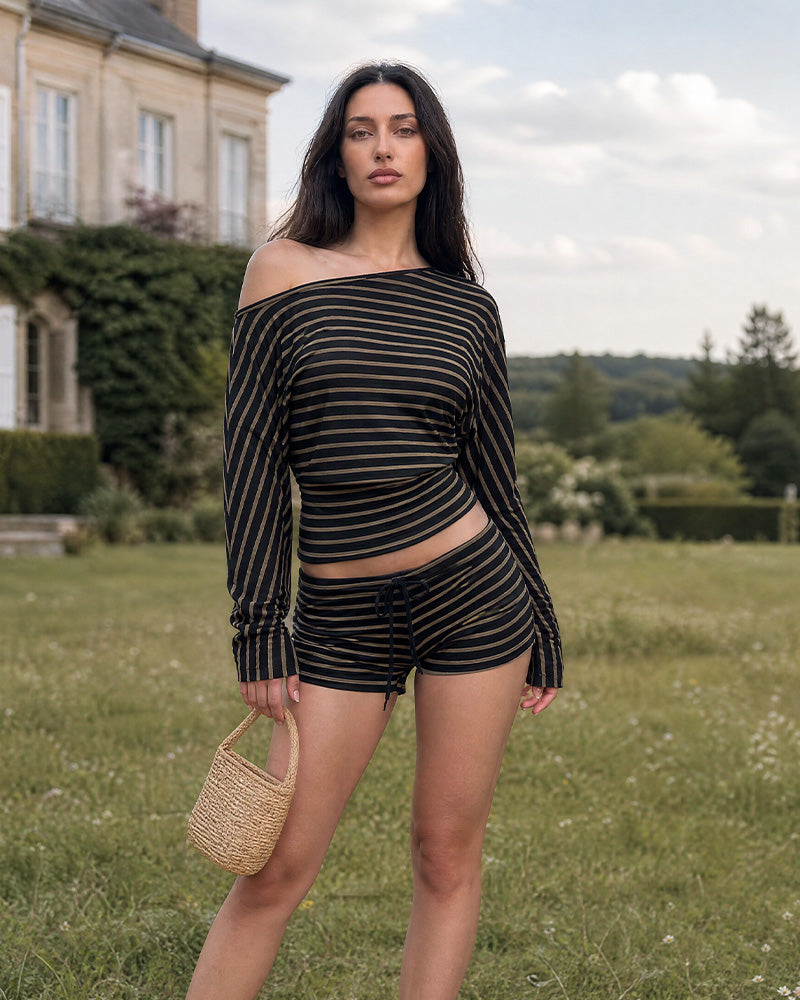 Stripe Batwing Loungewear Set
