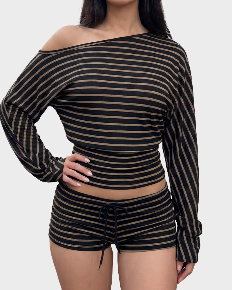 Stripe Batwing Loungewear Set