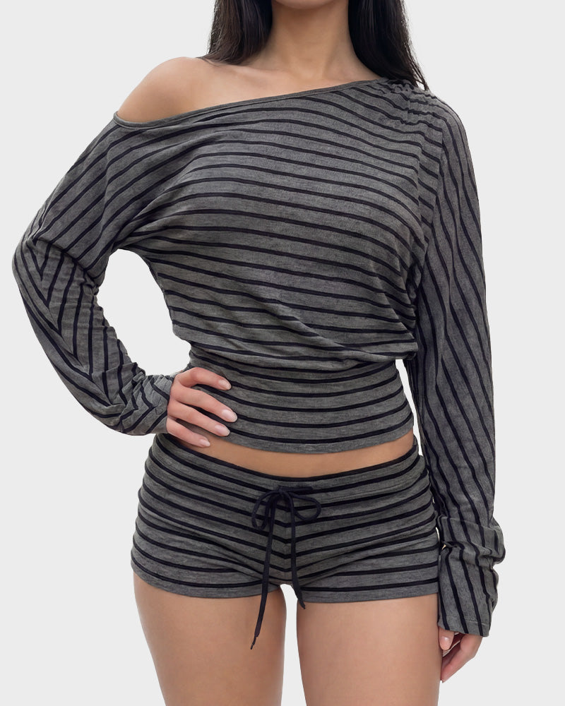 Stripe Batwing Loungewear Set