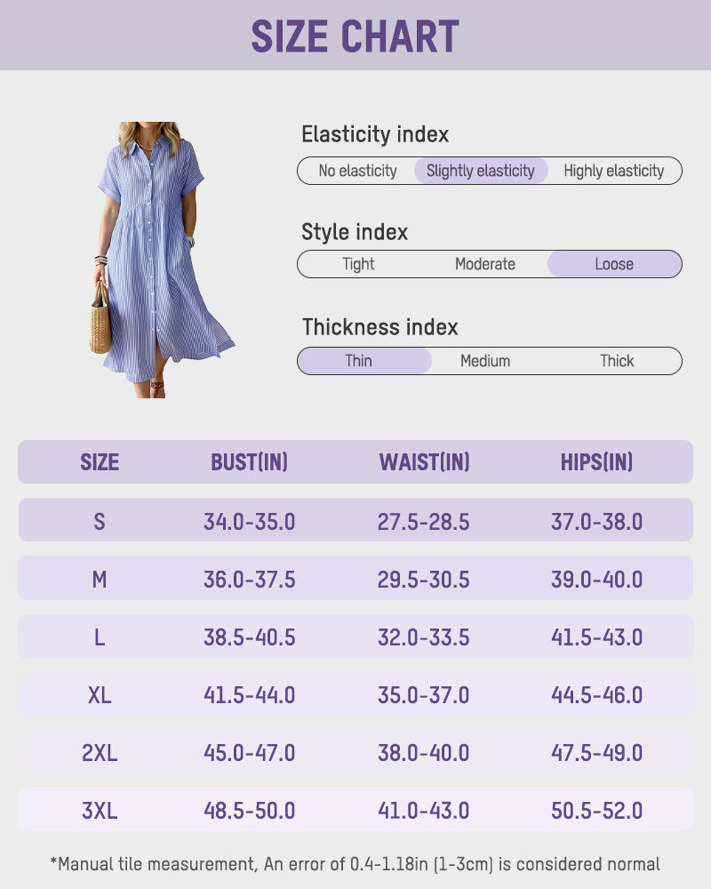 Striped Cotton Button-Front Midi Shirt Dress