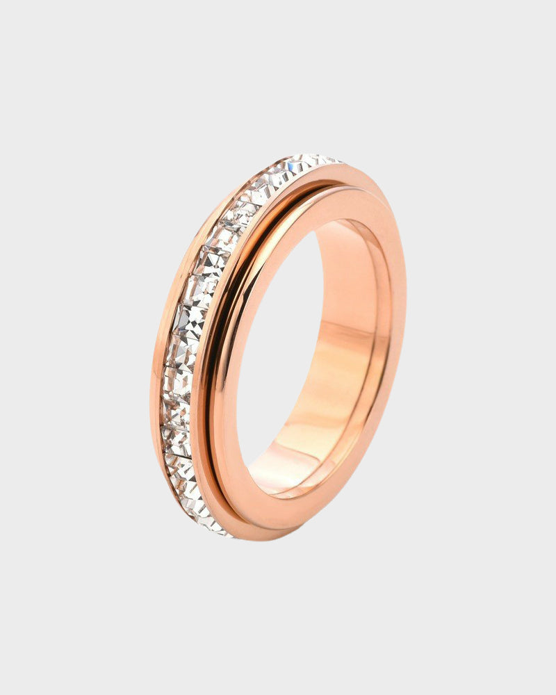 Titanium Steel Cubic Zirconia Spinner Ring