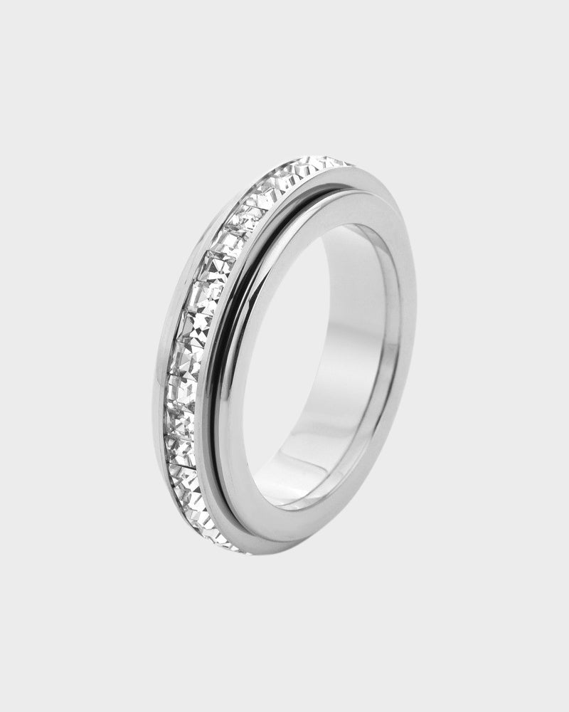 Titanium Steel Cubic Zirconia Spinner Ring